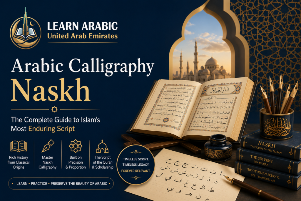 Arabic Calligraphy Naskh – The Complete Guide to Islam’s Most Enduring Script