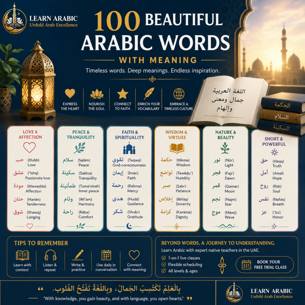 100 Beautiful Arabic Words With Meaning  
