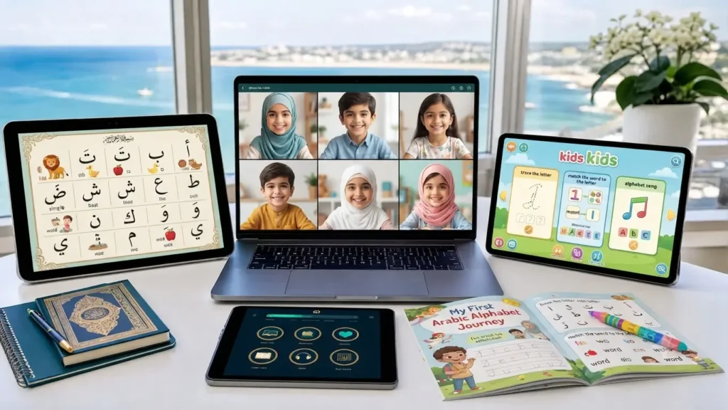 Arabic Alphabet for Kids – The Complete Guide from Alif to Ya with Words and Easy Activities