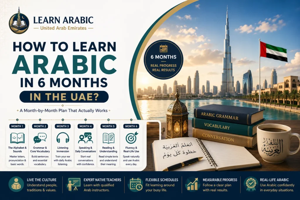 How to Learn Arabic in 6 Months in the UAE? — A Month-by-Month Plan That Actually Works